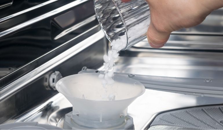 filling dishwasher with salt