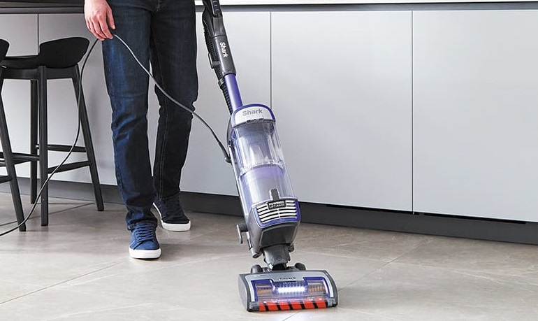shark upright vacuum cleaner on tile floor
