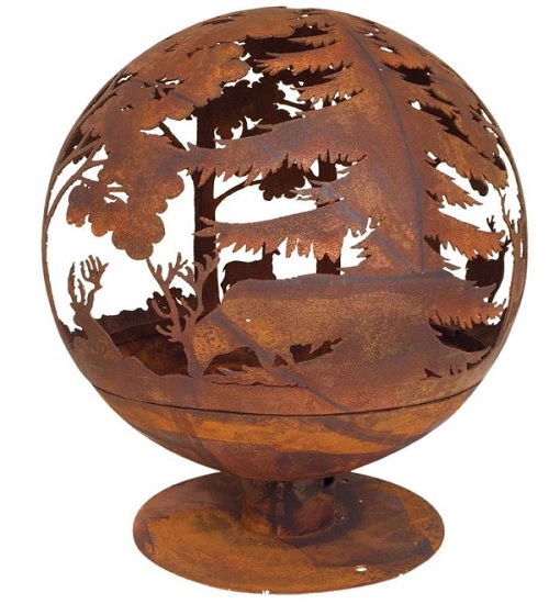rusty globe fire bowl