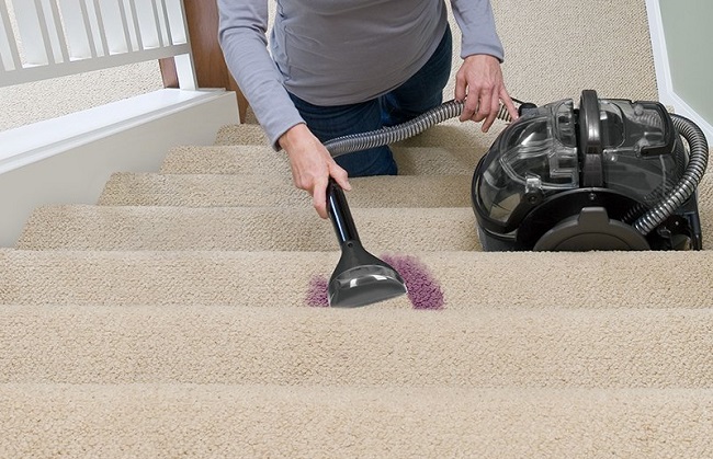 cleaning stair carpet with Bissell